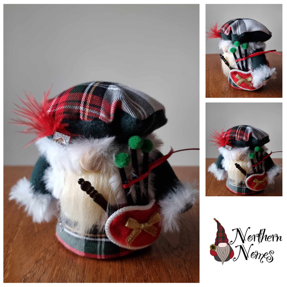 Wee Scottish Piper Sandy - Gnome handmade in Scotland